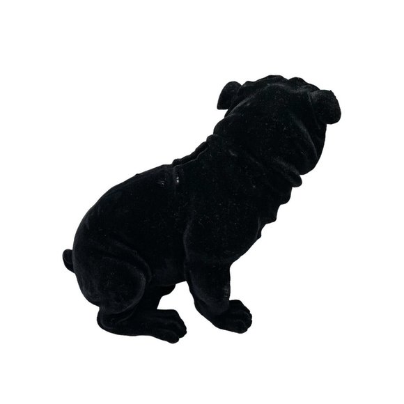 Vintage Flocked Black Pug Dog Coin Piggy Bank With Plug- Fuzzy - Picture 5 of 10